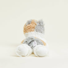 Load image into Gallery viewer, Soft plush calico cat stuffed animal with orange, gray and white fur sitting upright