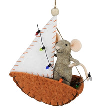 Load image into Gallery viewer, Mouse in Sailboat Ornament