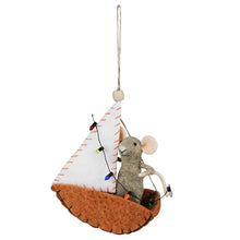 Load image into Gallery viewer, Mouse in Sailboat Ornament