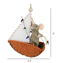 Load image into Gallery viewer, Mouse in Sailboat Ornament