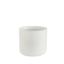 Load image into Gallery viewer, White cylindrical ceramic pot with smooth matte finish on clean background