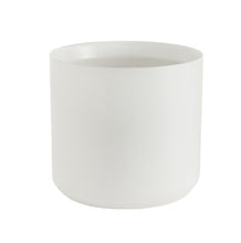 Load image into Gallery viewer, White ceramic cylindrical planter pot with smooth matte finish on white background