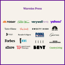 Load image into Gallery viewer, Warmies Press logo with media outlet logos including Today, Forbes, Yahoo, NBC News and others