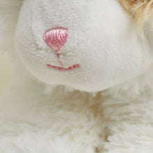 Load image into Gallery viewer, Close-up of white calico cat plush toy's pink nose and mouth details