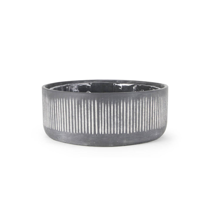 Ceramic Bamboo Ridged Planter - Black
