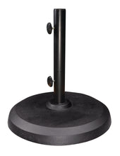 Load image into Gallery viewer, Black circular umbrella base stand with adjustable height pole and tightening knobs