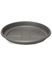 Load image into Gallery viewer, Gray plastic plant saucer with drainage ridges for 8.5 inch pots