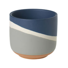 Load image into Gallery viewer, Modern ceramic planter pot with navy blue, cream, and gray color blocking design