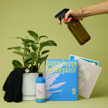 Load image into Gallery viewer, Hand spraying plant with Leaf Cleanse kit including spray bottle, cleaner, and cleaning cloth
