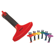 Load image into Gallery viewer, Dramm metal fan nozzle with red head and black handle, showing multiple color options