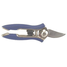 Load image into Gallery viewer, Compact pruning shears with blue handles and stainless steel blades on white background