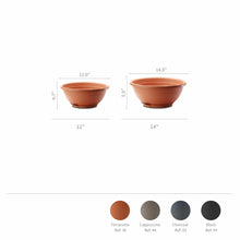 Load image into Gallery viewer, Terra cotta hanging bowl planters in 12 and 14 inch sizes with color options