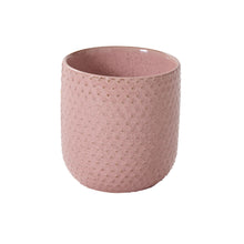 Load image into Gallery viewer, Pink ceramic plant pot with speckled texture and glossy finish on white background