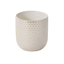 Load image into Gallery viewer, White ceramic pot with raised dotted texture pattern on clean background