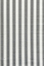 Load image into Gallery viewer, Black and white striped outdoor rug with textured weave pattern