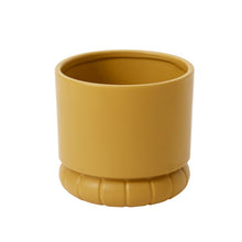 Load image into Gallery viewer, Mustard yellow ceramic plant pot with decorative ribbed base detail