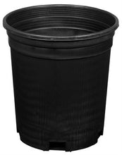 Load image into Gallery viewer, Black plastic nursery pot with drainage ridges and rolled rim