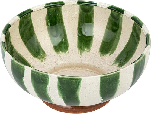 10.25 Inches Round Hand-Painted Stoneware Footed Bowl