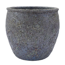 Load image into Gallery viewer, Large grey textured ceramic belly pot with weathered finish for garden planting