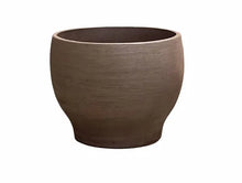 Load image into Gallery viewer, Brown ceramic Madisyn planter with curved profile and textured finish on white background