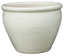 Load image into Gallery viewer, White ceramic belly pot with wide opening and rounded base for planting