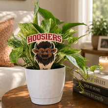 Load image into Gallery viewer, Indiana University Hoosiers plant stake with bison mascot head in potted green plant