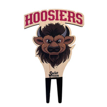 Load image into Gallery viewer, Indiana University Hoosiers mascot plant stake with bison head design and team logo