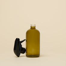 Load image into Gallery viewer, Amber glass spray bottle with black pump sprayer for plant leaf cleaning solution