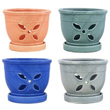 Load image into Gallery viewer, Michael Carr Designs™ Four Petal Orchid Pot With Attached Saucer
