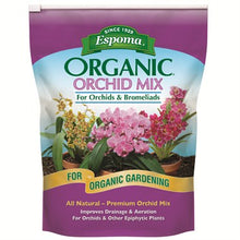 Load image into Gallery viewer, Espoma Organic Orchid Mix bag for orchids and bromeliads with colorful flowering plants