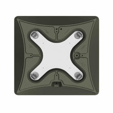 Load image into Gallery viewer, Green square planter caster with white X-shaped mounting plate and four corner wheels