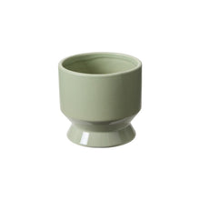 Load image into Gallery viewer, Sage green ceramic plant pot with rounded design and pedestal base