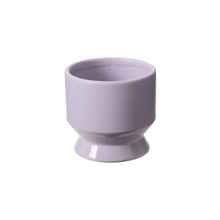 Load image into Gallery viewer, Purple ceramic plant pot with rounded base and cylindrical body on white background