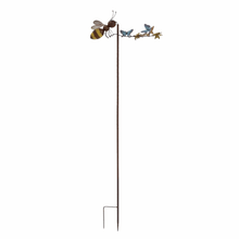 Load image into Gallery viewer, Metal garden balancer stake with bee and butterfly decorative figures on horizontal bar
