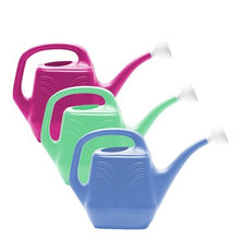 Load image into Gallery viewer, Three colorful plastic watering cans in purple, green, and blue with white spouts