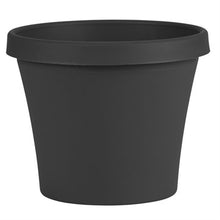 Load image into Gallery viewer, Bloem Terra Planter in charcoal black with wide rim and tapered cylindrical shape