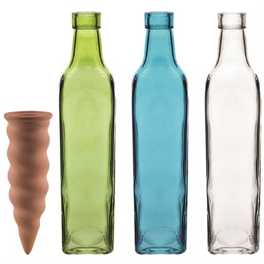 Syndicate Home & Garden Never-Dry Plant Pal Kit - Single Ceramic Watering Stake with Vintage Bottle