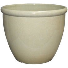 Load image into Gallery viewer, Cream colored ceramic honey pot planter with rolled rim and curved basin shape