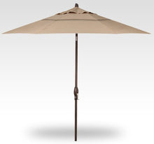 Load image into Gallery viewer, Beige octagonal patio umbrella with brown aluminum pole and push button tilt mechanism