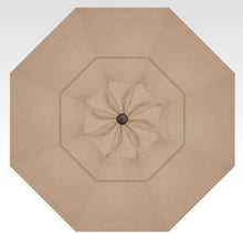 Load image into Gallery viewer, Beige octagonal patio umbrella with push button tilt mechanism viewed from above