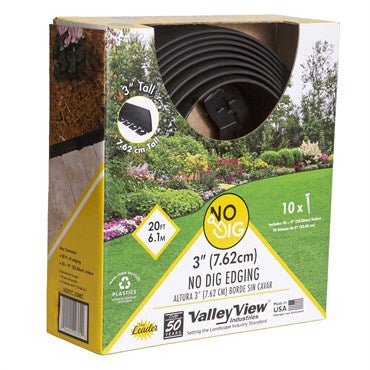 Valley View Tall NO DIG Edging - 20ft x 3in - Black