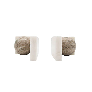 Soren Beige and White Marble Modern Bookends Set 2