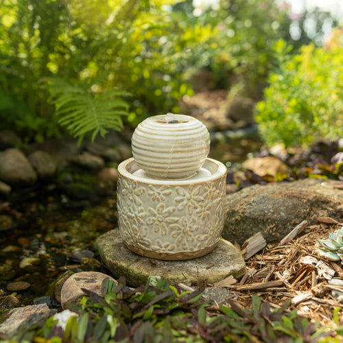 Abeline Antique Glaze Floral Garden Water Fountain