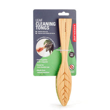 Load image into Gallery viewer, Bamboo leaf cleaning tongs with leaf-shaped design in retail packaging