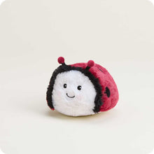 Load image into Gallery viewer, Red and black plush ladybug stuffed animal with white face and small antennae