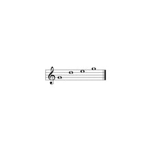 Load image into Gallery viewer, Musical staff with treble clef and four notes displayed on white background
