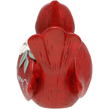 Load image into Gallery viewer, Red glass cardinal memorial figurine with textured feather details and white lettering