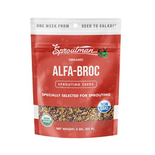Load image into Gallery viewer, Sproutman organic alfa-broc sprouting seeds package, 3 oz, USDA organic and non-GMO certified
