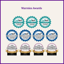 Load image into Gallery viewer, Warmies company awards display showing multiple retail excellence badges and finalist recognition