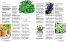 Load image into Gallery viewer, Open herb reference book showing detailed basil growing guide with plant photos and care instructions